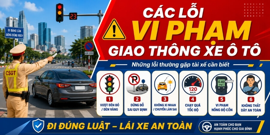 các lỗi vi phạm giao thông xe ô tô