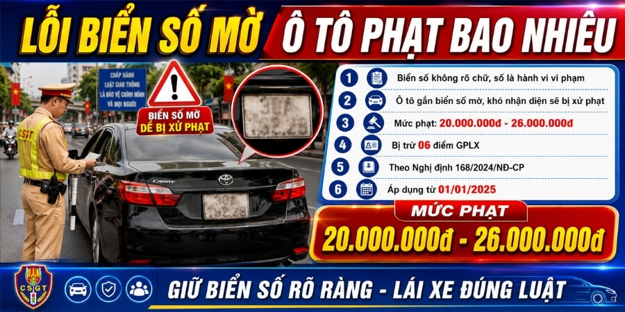 lỗi biển số mờ ô tô phạt bao nhiêu