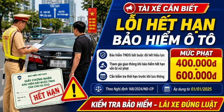 lỗi hết hạn bảo hiểm ô tô