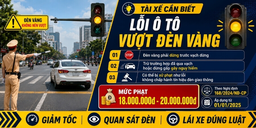 lỗi ô tô vượt đèn vàng