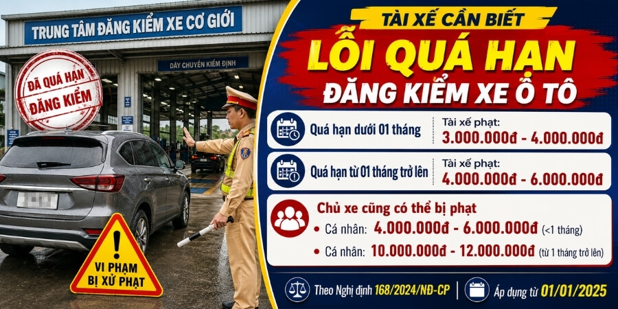 lỗi quá hạn đăng kiểm xe ô tô