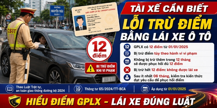 lỗi trừ điểm bằng lái xe ô tô